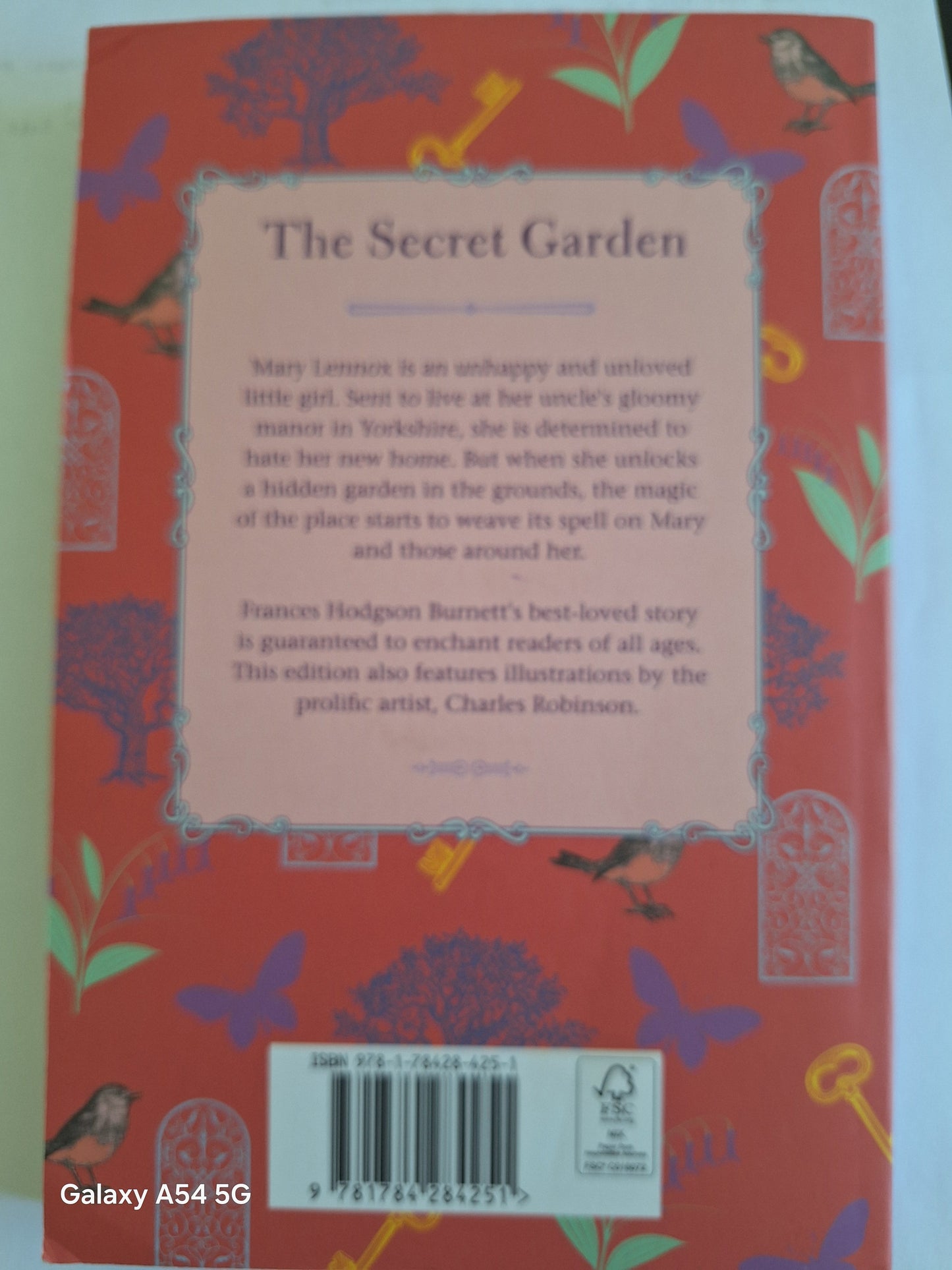 The Secret Garden used book by Frances Hodgson Burnett with colourful illustrated cover